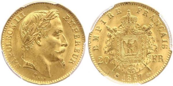 20 Franc Secondo Impero francese (1852-1870) Oro Napoleone III (1808-1873)