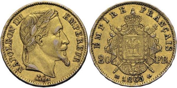 20 Franc Secondo Impero francese (1852-1870) Oro Napoleone III (1808-1873)