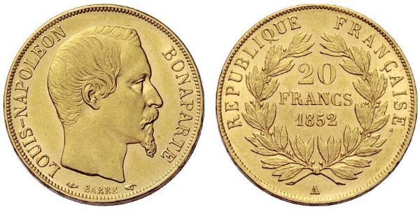 20 Franc Secondo Impero francese (1852-1870) Oro Napoleone III (1808-1873)