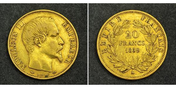 20 Franc Secondo Impero francese (1852-1870) Oro Napoleone III (1808-1873)