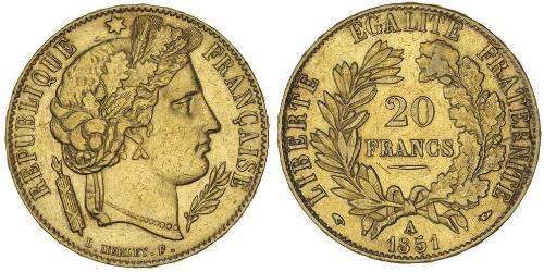 20 Franc Segunda República Francesa (1848-1852) Oro 