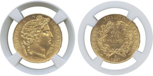 20 Franc Segunda República Francesa (1848-1852) Oro 