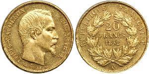 20 Franc Segundo Imperio francés (1852-1870) Oro Napoleon III (1808-1873)