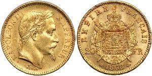 20 Franc Segundo Imperio francés (1852-1870) Oro Napoleon III (1808-1873)