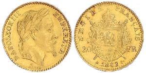 20 Franc Segundo Imperio francés (1852-1870) Oro Napoleon III (1808-1873)