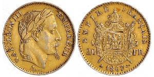 20 Franc Segundo Imperio francés (1852-1870) Oro Napoleon III (1808-1873)