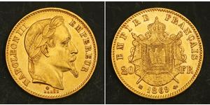 20 Franc Segundo Imperio francés (1852-1870) Oro Napoleon III (1808-1873)