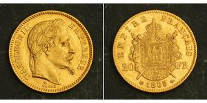 20 Franc Segundo Imperio francés (1852-1870) Oro Napoleon III (1808-1873)