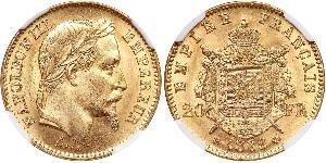 20 Franc Segundo Imperio francés (1852-1870) Oro Napoleon III (1808-1873)