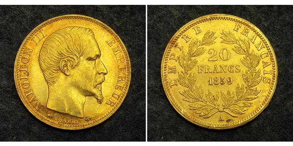 20 Franc Segundo Imperio francés (1852-1870) Oro Napoleon III (1808-1873)