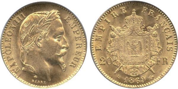 20 Franc Segundo Imperio francés (1852-1870) Oro Napoleon III (1808-1873)