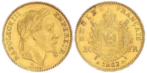 20 Franc Segundo Imperio francés (1852-1870) Oro Napoleon III (1808-1873)