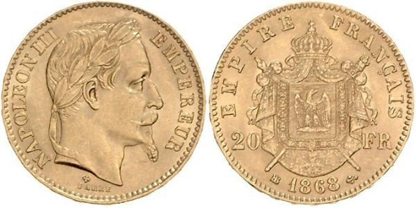 20 Franc Segundo Imperio francés (1852-1870) Oro Napoleon III (1808-1873)