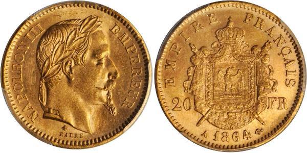 20 Franc Segundo Imperio francés (1852-1870) Oro Napoleon III (1808-1873)