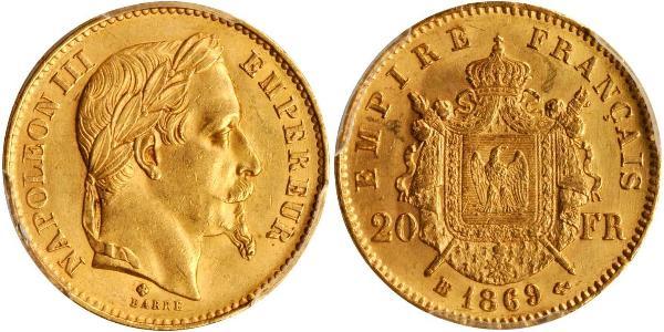 20 Franc Segundo Imperio francés (1852-1870) Oro Napoleon III (1808-1873)
