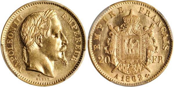 20 Franc Segundo Imperio francés (1852-1870) Oro Napoleon III (1808-1873)