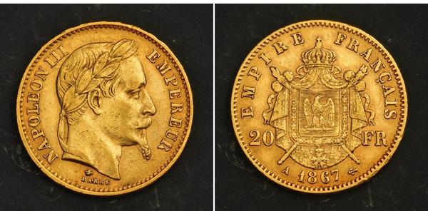 20 Franc Segundo Imperio francés (1852-1870) Oro Napoleon III (1808-1873)