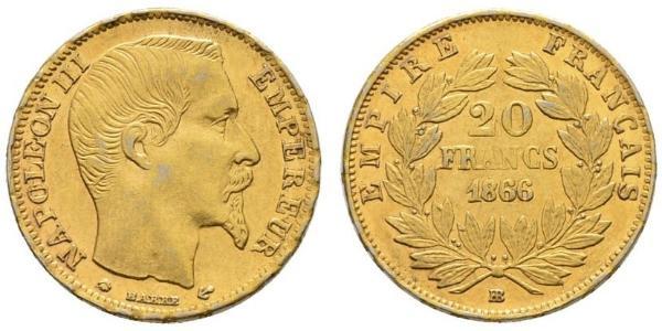 20 Franc Segundo Imperio francés (1852-1870) Oro Napoleon III (1808-1873)