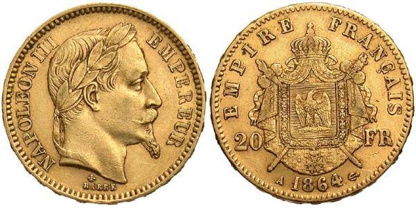 20 Franc Segundo Imperio francés (1852-1870) Oro Napoleon III (1808-1873)