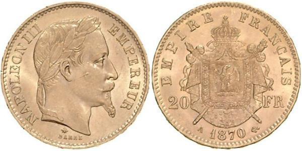 20 Franc Segundo Imperio francés (1852-1870) Oro Napoleon III (1808-1873)