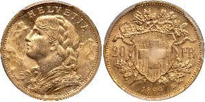 20 Franc Suiza Oro 