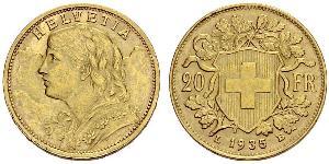 20 Franc Suiza Oro 