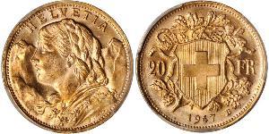 20 Franc Suiza Oro 