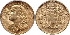 20 Franc Suiza Oro 