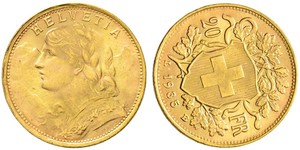 20 Franc Suiza Oro 