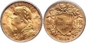 20 Franc Suiza Oro 