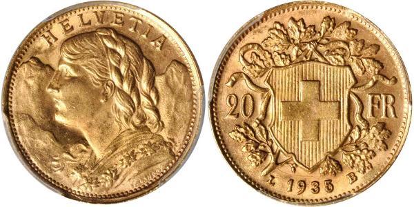 20 Franc Suiza Oro 