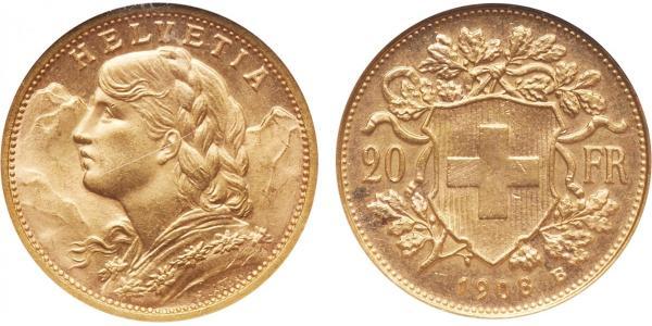 20 Franc Suiza Oro 