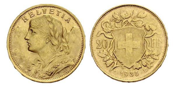 20 Franc Suiza Oro 
