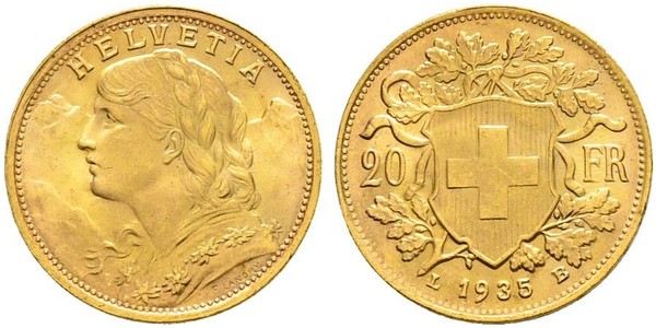 20 Franc Svizzera Oro 