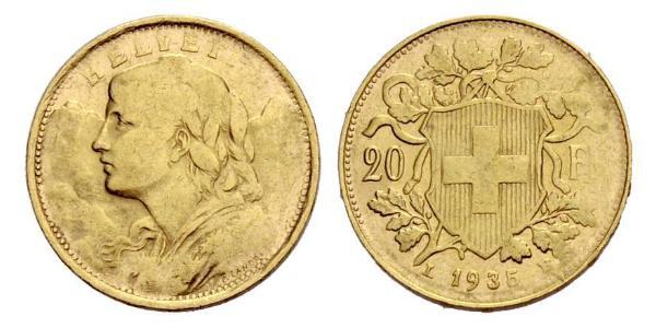 20 Franc Svizzera Oro 