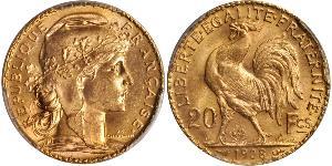 20 Franc Tercera República Francesa (1870-1940)  Oro 