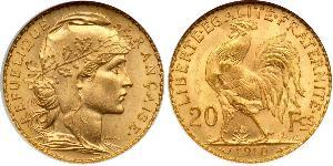 20 Franc Tercera República Francesa (1870-1940)  Oro 