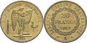 20 Franc Tercera República Francesa (1870-1940)  Oro 