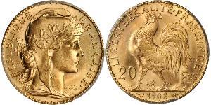 20 Franc Tercera República Francesa (1870-1940)  Oro 