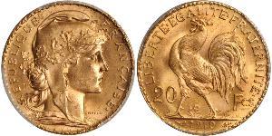 20 Franc Tercera República Francesa (1870-1940)  Oro 