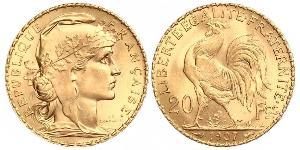 20 Franc Tercera República Francesa (1870-1940)  Oro 