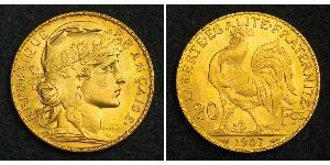 20 Franc Tercera República Francesa (1870-1940)  Oro 