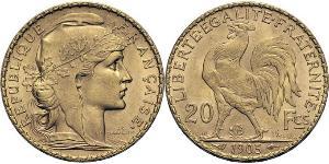 20 Franc Tercera República Francesa (1870-1940)  Oro 