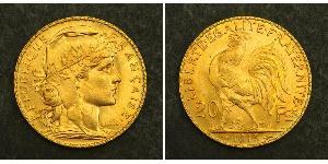 20 Franc Tercera República Francesa (1870-1940)  Oro 