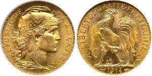 20 Franc Tercera República Francesa (1870-1940)  Oro 