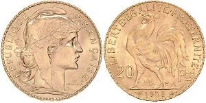 20 Franc Tercera República Francesa (1870-1940)  Oro 