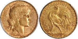 20 Franc Tercera República Francesa (1870-1940)  Oro 