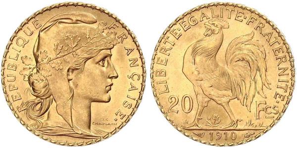 20 Franc Tercera República Francesa (1870-1940)  Oro 