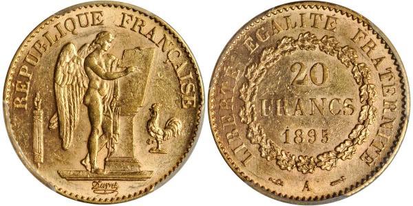 20 Franc Tercera República Francesa (1870-1940)  Oro 