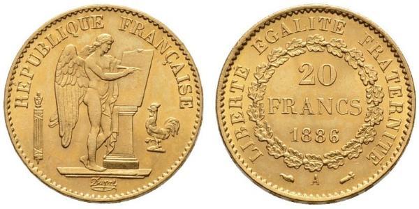 20 Franc Tercera República Francesa (1870-1940)  Oro 